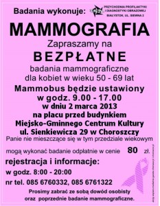 plakat badania mammograficzne